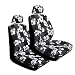 Set of 2 Universal Fit Hawaiian Low Back Front Bucket Seat Cover With Separate Headrest Cover for Seats - Charcoal Hawaii Hibiscus Floral Print