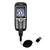 Einziehbares USB Kabel f�r Sony Ericsson J220c mit Hot Sync und aufladen Einsatzm�glichkeiten  von Gomadic mit TipExchange Technology