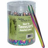 Satin Edge Slant Tip Titanium Tweezers In A Container (48 per Count)
