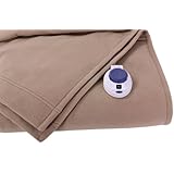 Soft Heat Luxury Micro-Fleece Low-Voltage Electric Heated Full Size Blanket, Beige
