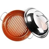 NuWave BBQ Grill Pan 11 Inch Stainless Steel Non Stick With Lid