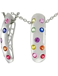 Tommaso Design (tm) Rainbow Sapphire Pendant with 9 Genuine Multi Color Sapphires in 14 kt Yellow Gold