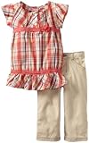 Young Hearts Girls 2-6X Plaid Printed Flower 2 Piece Capri Set