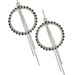 Hoops Up Earrings Black Beads (Femme Frivolity)