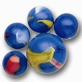 Mega Marbles - Blue Dolphin Marbles Net (1 Shooter Marble, 24 Player Marbles & 2 Display Rings)