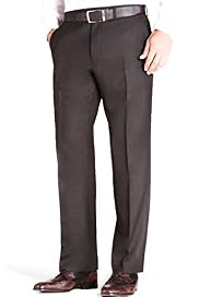 Sartorial Pure Wool Flat Front Straight Fit Twill Trousers