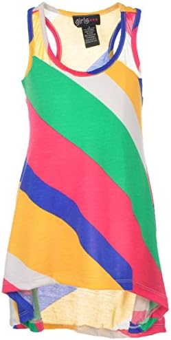 Girls Hearts Big Girls' "Diagonal Rainbow" Hi-Low Sundress - yellow multi, 7 - 8
