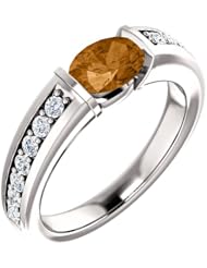 Platinum 7.00x5.00mm Oval Cut Bronze Tourmaline and Diamond Ring -- LIFETIME WARRANTY