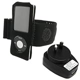iPod® Gen4 Armband + USB Australia Travel Charger Adapter, black