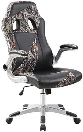High Back PU Leather Executive Office Desk Task Computer Chair 2 Tone Green Camo