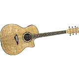 Dean Exotica Acoustic-Electric Guitar, Quilted Ash Satin Natural