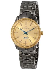 Invicta Womens 14911 Ceramics Gold Dial Gunmetal Tone Ceramic Watch
