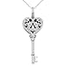 10k White Gold with Black Enamel Heart Key Diamond title=