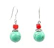 Earrings - E332 - Genuine Turquoise and Coral ~ 10mm Round