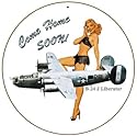 B-24 Liberator Pin Up Girl Round Sign