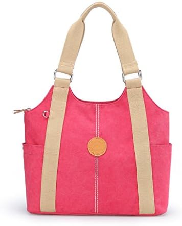 JCYX Women's Bag Canvas+Leather Shoulder Messenger Bag School Bag Totes Bag Pink