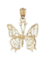 Dazzlers Solid 14k Gold Butterfly Charm Pendant Available in three colors from jewelsberry (weights: 1.7 grams only)