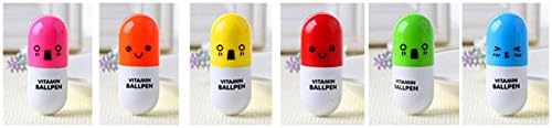 Newlife528 6pcs Cute Face Pill Ball Point Pen Telescopic Vitamin Capsule Ballpen Stationery