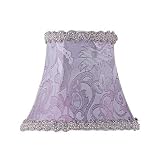 Livex S268 Chandelier Shade Periwinkle Damask Silk Bell Clip Shade with Fancy Trim