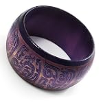 Wide Purple Etched Wooden Bangle