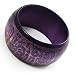 Wide Purple Etched Wooden Bangle image 1
