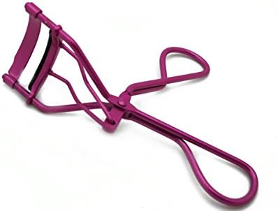 C&S Stainless Steel Eyelash Curler Portable Eyelash Clip Makeup Cosmetic Tools,With 1 Free Silicone Refill, Dark Pink Color