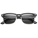 zeroUV - Classic Dapper Rectangular Half-Frame Horn Rimmed Sunglasses