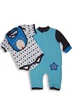 Bon Bebe Baby Boys Blue Puppy Dog Coverall with Matching Bib Creeper-6-9 Months