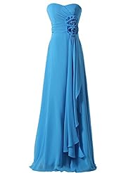 Strapless Lace-Up  Chiffon Cocktail Evening Dress/Bridesmaid Dress/Wedding Party Dress/Maxi Dress  With Ruffles