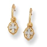 Gold-Tone Etched Cross Drop Earrings