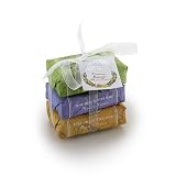 Mistral Soap Pack with a Bow  3   100 g paper wrapped soaps Kumquat Pink Grapefruit  South Seas  Wild Blackberry