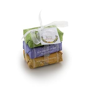 Mistral Soap Pack with a Bow  3   100 g paper wrapped soaps Kumquat Pink Grapefruit  South Seas  Wild Blackberry