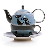 HuesNBrews Catitude Tea for One- Blue