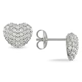 1 ct.t.w. Diamond Heart Shape Earrings in Silver, H-I-J
