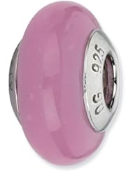 Sterling Silver s Dark Pink Italian Murano Glass Bead by Reflection Beads, Best Quality Free Gift Box Satisfaction Guaranteed