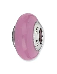 Sterling Silver Reflections Dark Pink Italian Murano Glass Bead