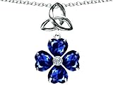 3.00 cttw Lucky Shamrock With Celtic Knot, Made With Lab Created Heart Sapphire in .925 Sterling Silver