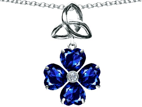 3.00 cttw Lucky Shamrock With Celtic Knot, Made With Lab Created Heart Sapphire in .925 Sterling Silver