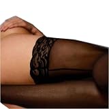 Forplay Thigh High Sexy Sheer Backseam Stockings with Lace Top