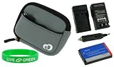 3n1 Neoprene Sleeve (Cool Grey) Case / NB-6L 1000mAh Li-Ion Battery / AC DC Charger for Canon PowerShot SD1300IS 12 MP Digital Camera Silver