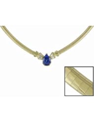 14K Yellow Gold Tanzanite and Diamond Necklace -- LIFETIME WARRANTY