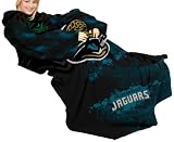 NFL Jacksonville Jaguars Adult Comfy Throw, Officially Licensed Blanket with Sleeves by Northwest, "Smoke" Design
