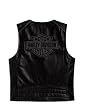 Harley-Davidson&reg; Men's Reflective Bar & Shield Logo Leather Vest. Midweight. Embroidery. 98149-10VM