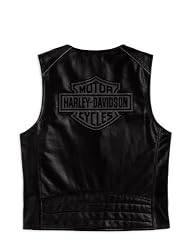 Harley-Davidson&reg; Men's Reflective Bar & Shield Logo Leather Vest. Midweight. Embroidery. 98149-10VM