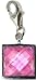Chrysalis Sterling Silver Ladies Square Charm Pink Cubic Zirconia