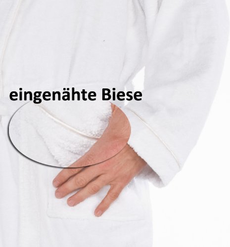 Frottee Bademantel Saunamantel weiss mit Schalkragen & Biese für Sie & Ihn in 5 Größen, L (LP 3-2-3) Rügen