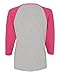 LAT Women Fine Jersey Raglan 3/4 Sleeve Baseball Tee (3530) Vn Heather/Vn Hot Pink, L
