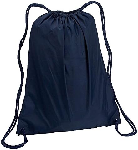 Drawstring Cinch Sack Backpack School Tote Gym Beach Travel Bag NAVY BLUE
