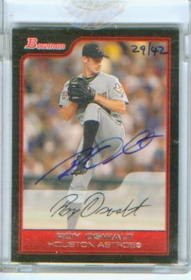 Roy Oswalt Autograph 2006 Bowman Baseball Originals Card #139 & #/42 Signed ~RARE~ Bowman Encased Houston Astros / Philadelphia Phillies