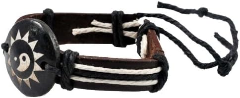 Zen Adjustable PU Leather Bracelet Wristband (Yin Yang)